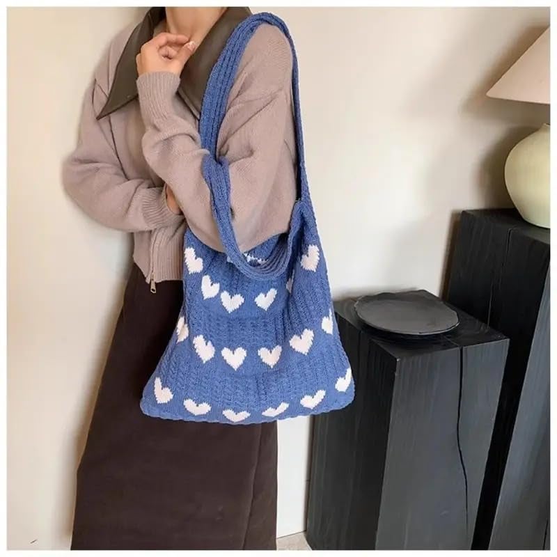 Kawn ® Premium Knitted Heart Pattern Tote Bag Large Stylish and Durable Trendy bag for Everyday Use Beach Shopping Travel Work – Comfortable and Trendy Design - Image 4