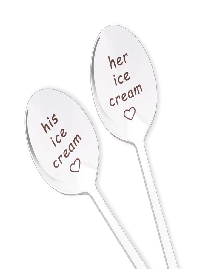 SUMERSHA 2pcs His and Hers Ice Cream Spoons for Boyfriend Girlfriend Couples Christmas Birthday Gifts for Husband Wife Wedding Anniversary Engagement Gift - Image 1