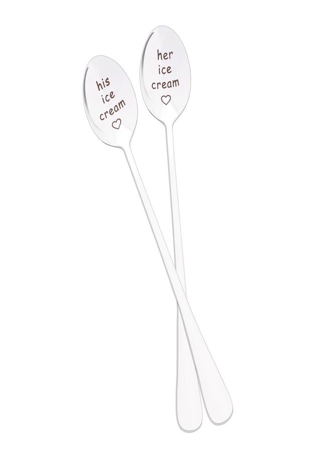SUMERSHA 2pcs His and Hers Ice Cream Spoons for Boyfriend Girlfriend Couples Christmas Birthday Gifts for Husband Wife Wedding Anniversary Engagement Gift - Image 2