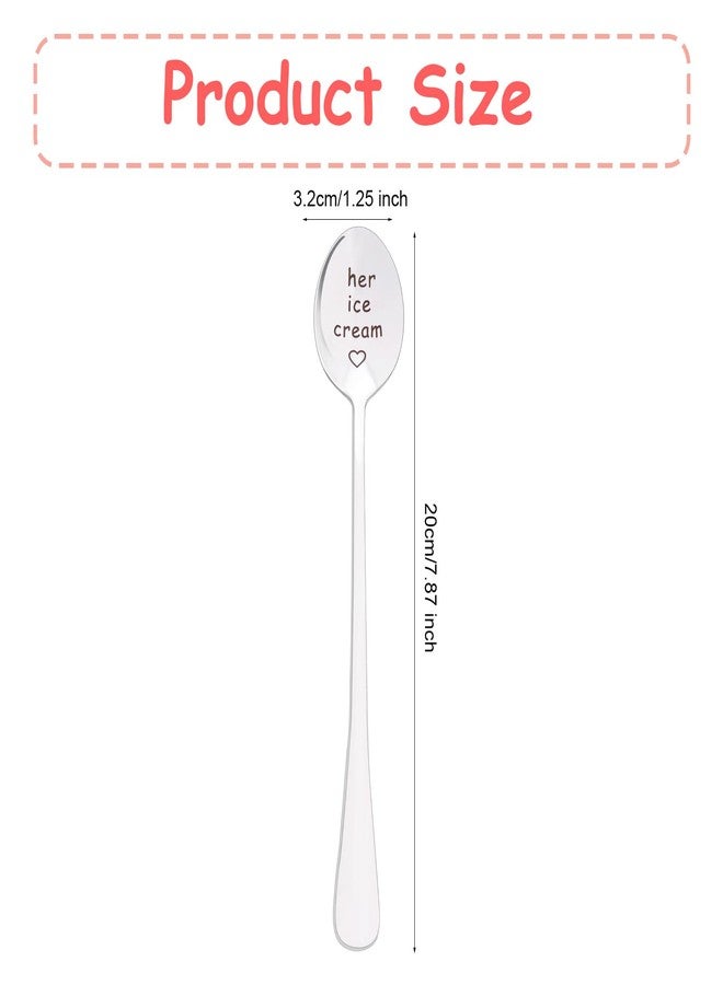 SUMERSHA 2pcs His and Hers Ice Cream Spoons for Boyfriend Girlfriend Couples Christmas Birthday Gifts for Husband Wife Wedding Anniversary Engagement Gift - Image 3