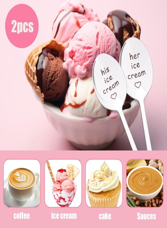 SUMERSHA 2pcs His and Hers Ice Cream Spoons for Boyfriend Girlfriend Couples Christmas Birthday Gifts for Husband Wife Wedding Anniversary Engagement Gift - Image 4