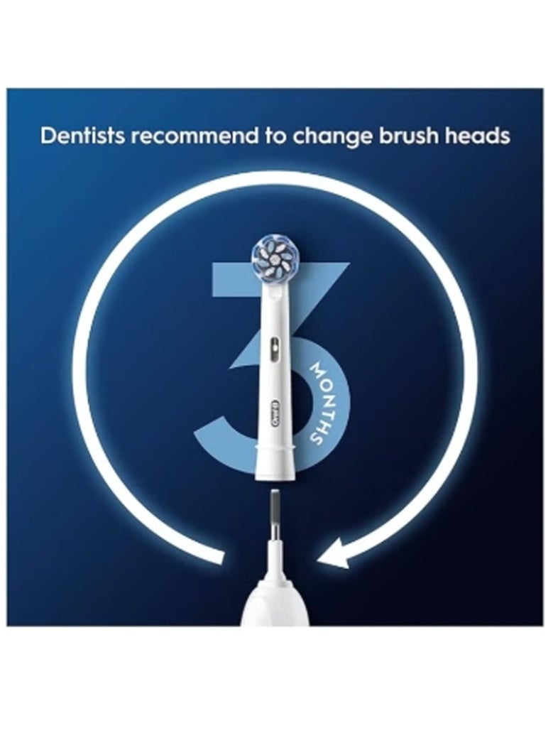 أورال بي رأس فرشاة أسنان كهربائية Oral-B Pro Sensitive Clean، مع شعيرات على شكل X وناعمة جدًا لتنظيف لطيف وإزالة الجير، عبوة من 4 رؤوس فرشاة أسنان - Image 2