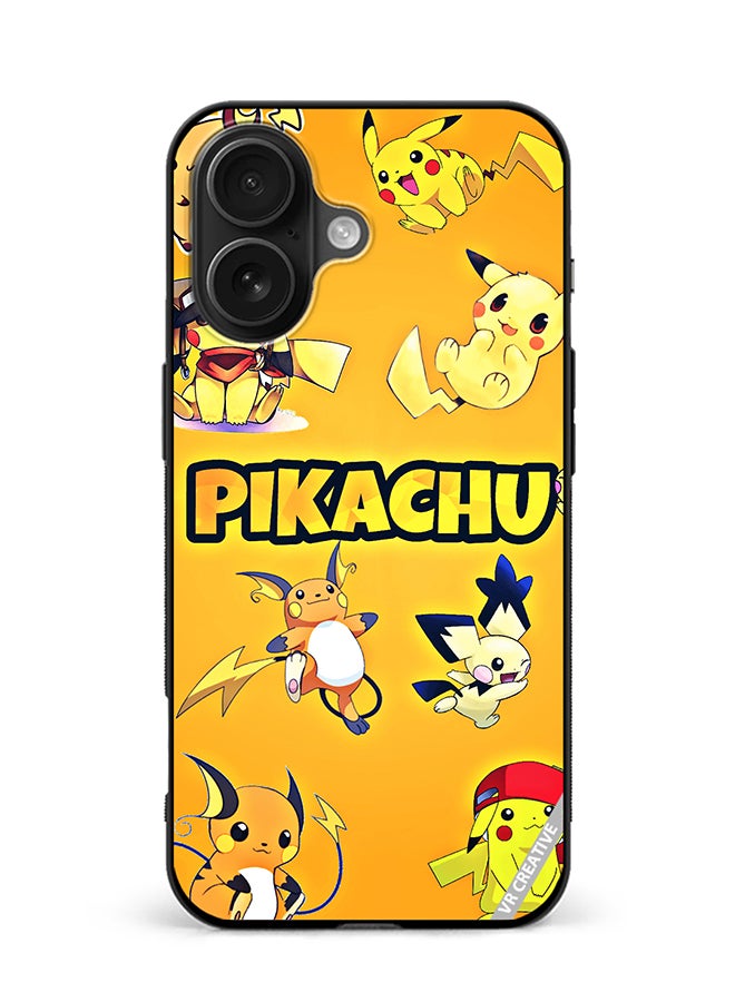 Protective Case Cover For Apple iPhone 16 Plus Pikachu Surfing Design Multicolour