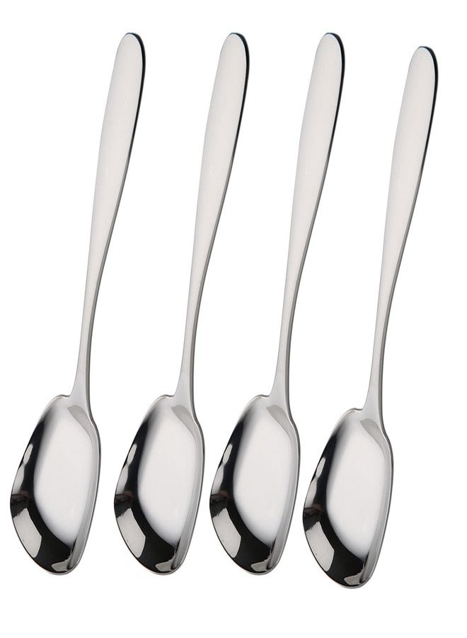 Mockery Stainless Steel Square Flat Spoon Coffee Spoon Dessert Spoon Ice Cream Shovel Retro Cute Square Head Spoon Kitchen Gadget Tableware Square Long Spoon Iced Tea Spoon (Pack of 4, Big) - Image 1