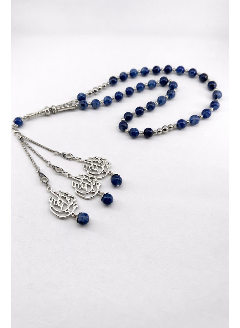 Al Noor Foundation "Blue Dignity" Jasper 2-in-1 Prayer Beads & Bracelet – 33 Beads – Luxurious Blue with an Elegant Islamic Charm - Image 2