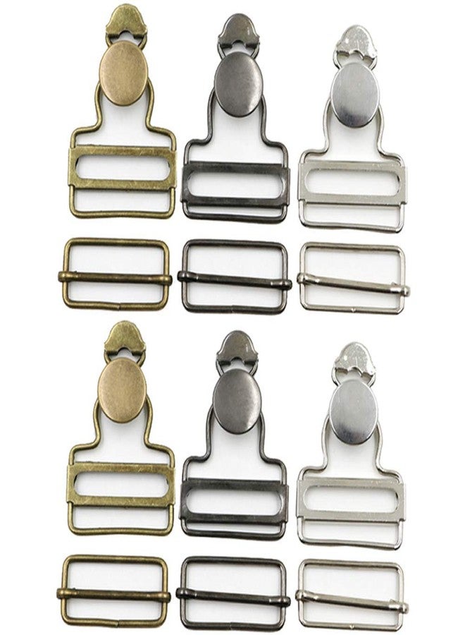 Teensery 6 Sets Overall Buckles Metal Suspender Replacement Buckles with Rectangle Buckle Slider and No-Sew Buttons for Overalls Bib Pants Trousers Jeans (38 MM) - Image 1