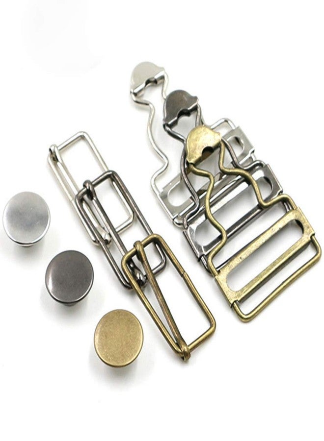 Teensery 6 Sets Overall Buckles Metal Suspender Replacement Buckles with Rectangle Buckle Slider and No-Sew Buttons for Overalls Bib Pants Trousers Jeans (38 MM) - Image 2