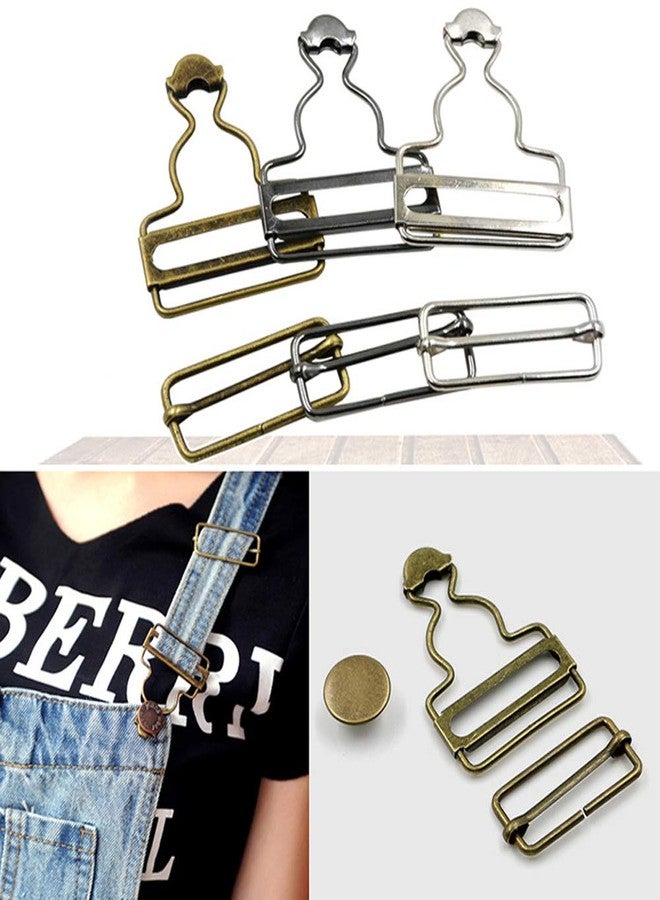 Teensery 6 Sets Overall Buckles Metal Suspender Replacement Buckles with Rectangle Buckle Slider and No-Sew Buttons for Overalls Bib Pants Trousers Jeans (38 MM) - Image 4