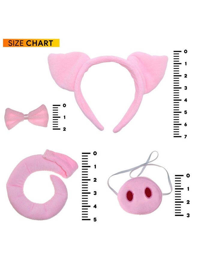 Skeleteen مجموعة ملحقات زي الخنزير سكيليتين - عصابة رأس آذان خنزير وردية، ربطة عنق، أنف وذيل لزي الخنزير للأطفال الصغار والكبرى - Image 5