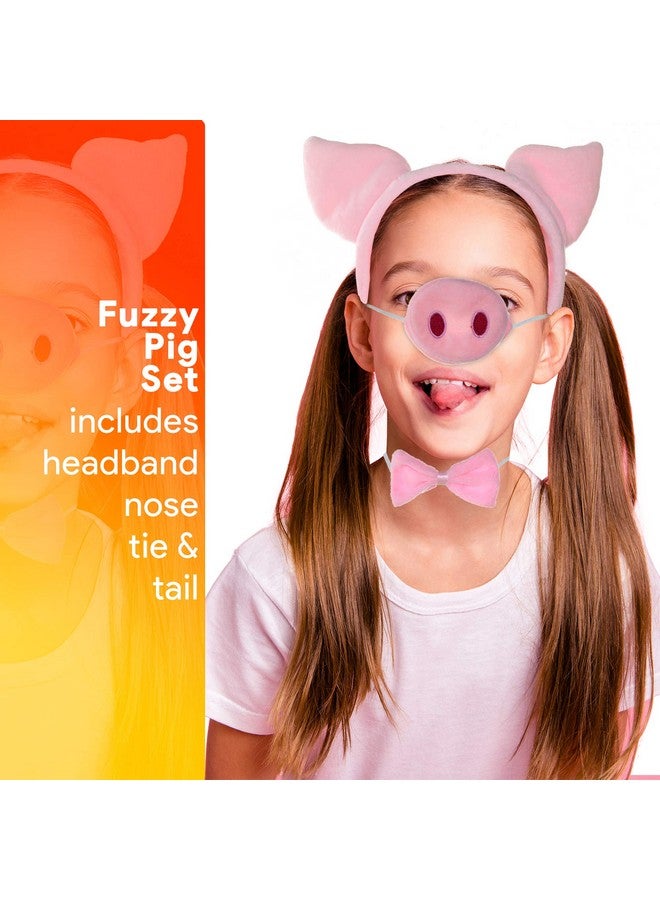 Skeleteen مجموعة ملحقات زي الخنزير سكيليتين - عصابة رأس آذان خنزير وردية، ربطة عنق، أنف وذيل لزي الخنزير للأطفال الصغار والكبرى - Image 2
