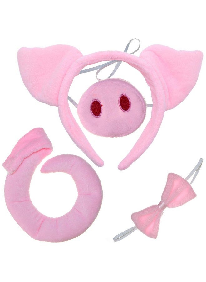 Skeleteen مجموعة ملحقات زي الخنزير سكيليتين - عصابة رأس آذان خنزير وردية، ربطة عنق، أنف وذيل لزي الخنزير للأطفال الصغار والكبرى - Image 1