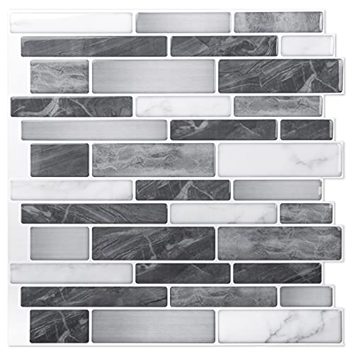 Art3d 10-Sheet Self-Adhesive Tile Backsplash for Kitchen, Vinyl Decorative Marble Tiles, 30 * 30cm - Image 1