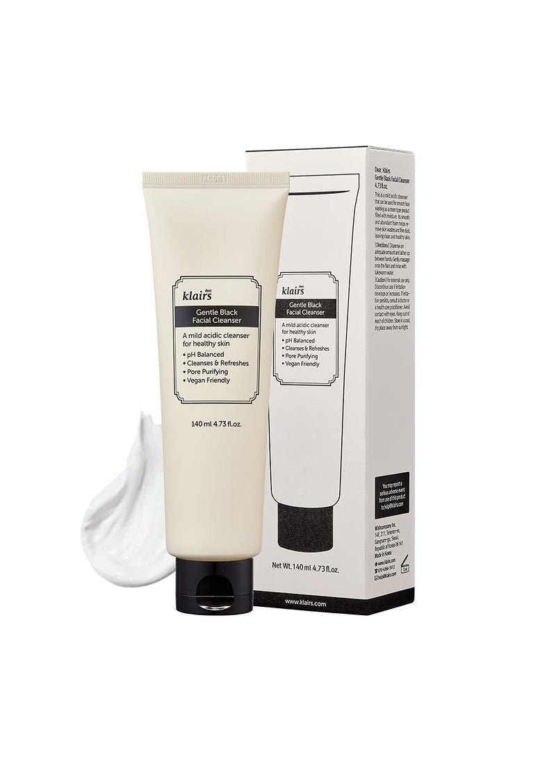 DearKlairs DearKlairs] Gentle Black Facial Cleanser, 4.73 Fl Oz | Vegan, low pH, Hydrating Finish, 99% Fine Dust Removal, A Creamy foam cleanser, daily face wash 