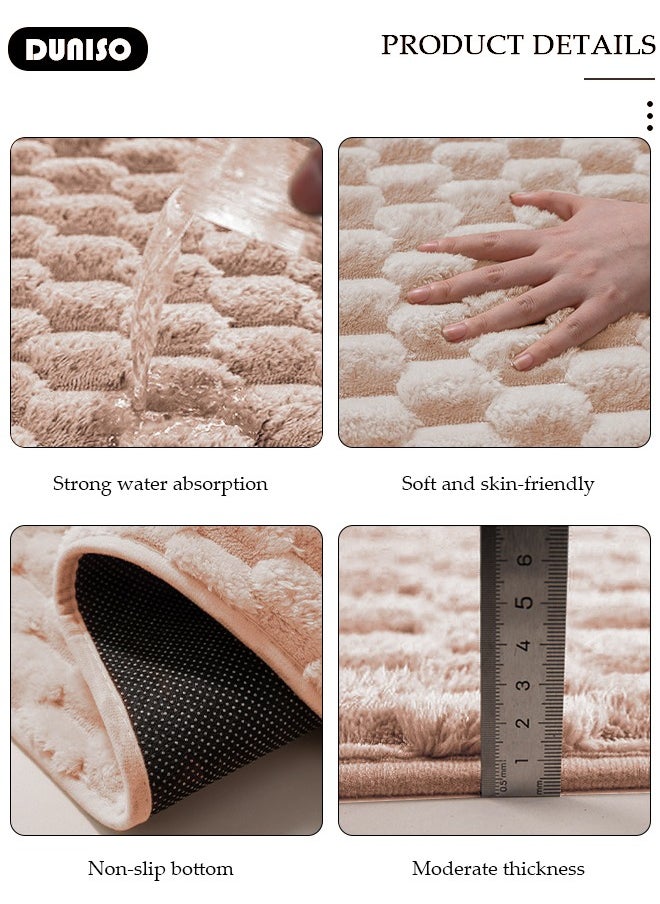 DUNISO 3 Piece Bathroom Rug Set Includes Bath Rug, Contour Mat and Toilet Lid Cover, Super Soft Water Absorbent & Non-Slip Bath Mats for Bathroom Floor, Tub and Shower Room, Machine Washable  - Image 2