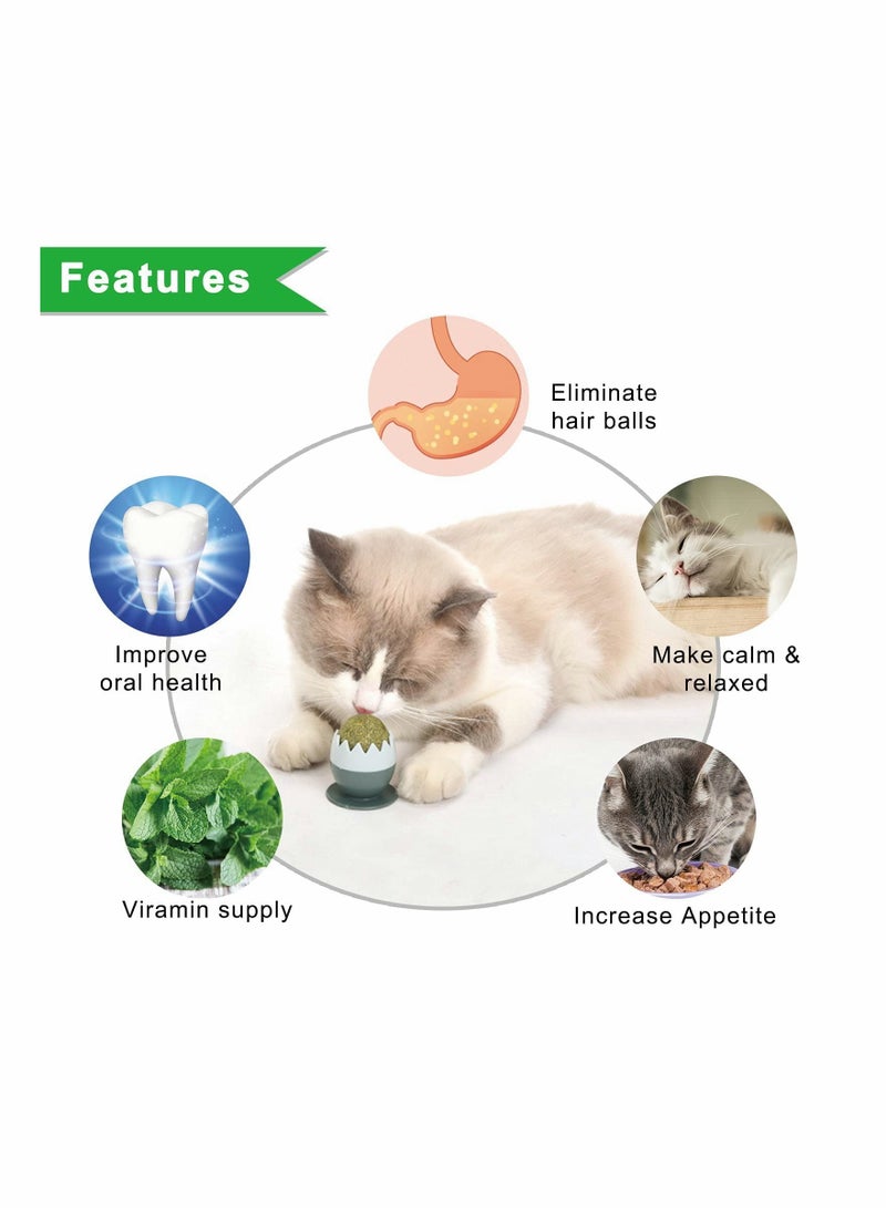 SYOSI Catnip Balls Toy for Cats, Rotatable Edible Kitty Toys for Cats Lick, Teeth Cleaning Dental Kitten Chew Toys, Safe Healthy Cat Wall Treats for Kitten (Green+Pink) - Image 5