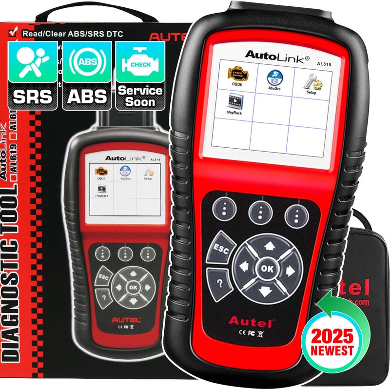 Autel أوتيل أوتولينك AL619 ماسح ضوئي OBD2 أضواء تحذير ABS SRS أداة مسح لإيقاف تشغيل ضوء فحص المحرك أداة تشخيص السيارة 10 أوضاع اختبار OBDII بيانات حية إطار تجميد 2025 أعلى من ML619 AL519 ML519