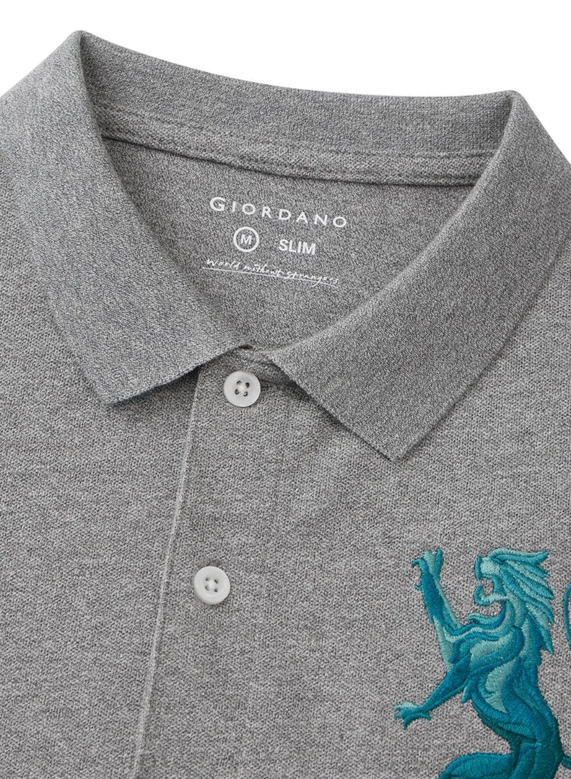 GIORDANO Men's Lion Polo - Grey