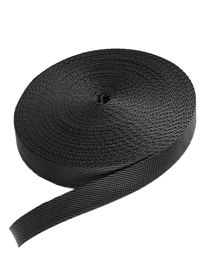 Trinkrittey 3/8 Inch Nylon Webbing 12 Yards Heavy Duty Nylon Strapping Black Flat Webbing Strap for Indoor Outdoor Gear Furniture Repairing Crafting DIY Dog Leash Backpack Collars (Black) - Image 1