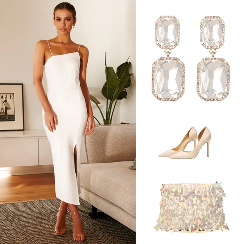 VANGETIMI Vintage Rhinestone Statement Earrings Fancy Big Crystal Rectangle Drop Dangle Earrings Evening Prom Pageant Jewelry Earrings for Women (Clear) - Image 4