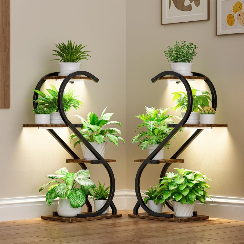 LATIBELL Plant Stand Indoor with Grow Light, 4 Tiered Metal Plant Shelf indoor, 29'' Plant Stands for Indoor Plants Multiple, Flower Stands for Indoor Plants Living Room, Patio, Balcony (2 Pack) - Image 2
