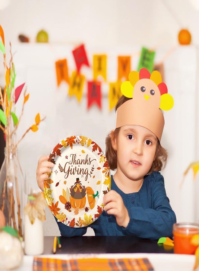 مجموعة أطباق ومناديل QIYANPAX مكونة من 100 قطعة، مناسبة لحفلات عيد الشكر الخريفية، طقم أدوات مائدة للاستخدام مرة واحدة لحفلات عيد الشكر، لوازم تزيين حفلات الشكر - Image 5