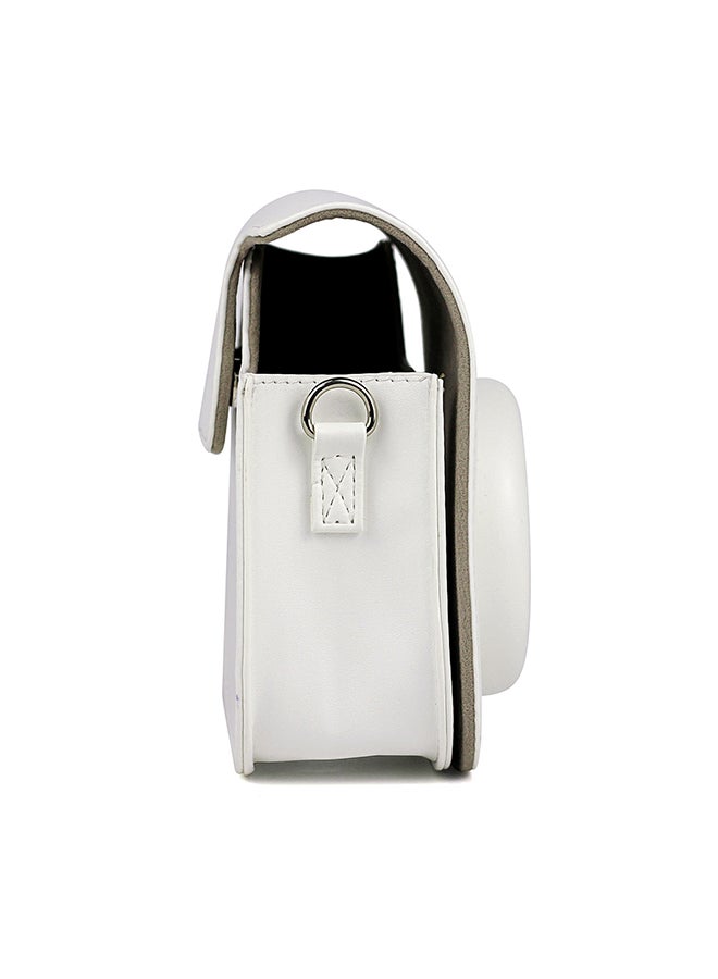 PU Leather Camera Cover for Fujifilm Instax Mini 11 Case Adjustable Strap White  - Image 2