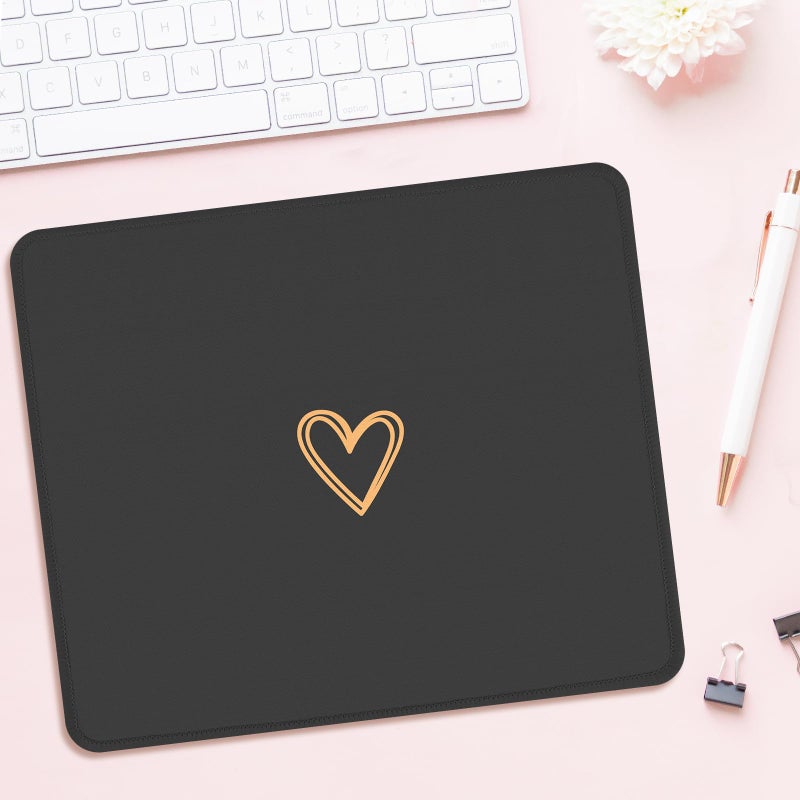 Seorsok Square Aesthetic Cute Heart Mouse Pad,Office Home Personalized Mouse Mat Design,Waterproof Funny Mousepad,Non-Slip Rubber Base Computer Mouse Pads for Wireless Mouse,Black - Image 2