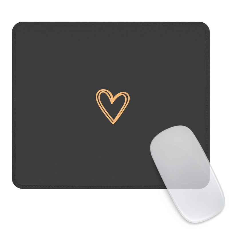 Seorsok Square Aesthetic Cute Heart Mouse Pad,Office Home Personalized Mouse Mat Design,Waterproof Funny Mousepad,Non-Slip Rubber Base Computer Mouse Pads for Wireless Mouse,Black - Image 1