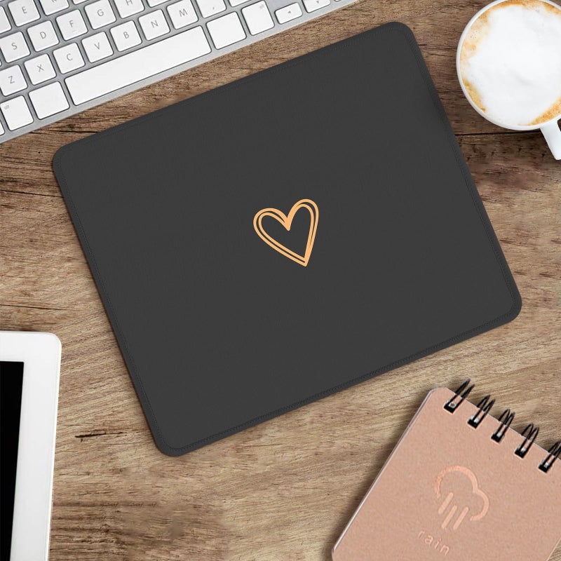 Seorsok Square Aesthetic Cute Heart Mouse Pad,Office Home Personalized Mouse Mat Design,Waterproof Funny Mousepad,Non-Slip Rubber Base Computer Mouse Pads for Wireless Mouse,Black - Image 5