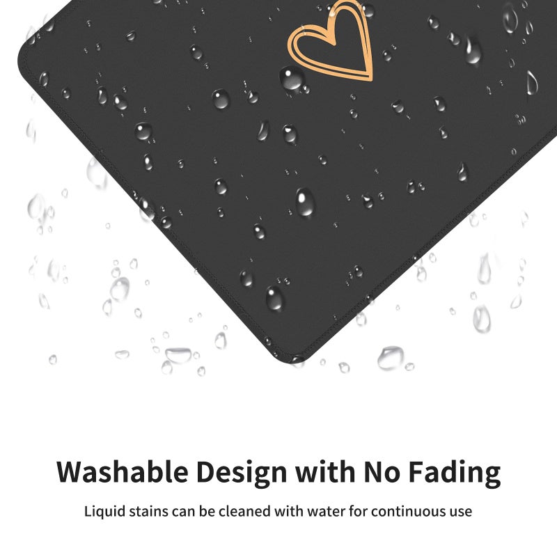 Seorsok Square Aesthetic Cute Heart Mouse Pad,Office Home Personalized Mouse Mat Design,Waterproof Funny Mousepad,Non-Slip Rubber Base Computer Mouse Pads for Wireless Mouse,Black - Image 3