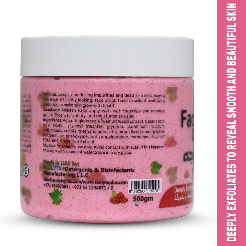 ECOLYTE+ La Parisienne Red Grape Face Scrub - 500 ml Exfoliating Scrub for Smooth and Glowing Skin - Image 3