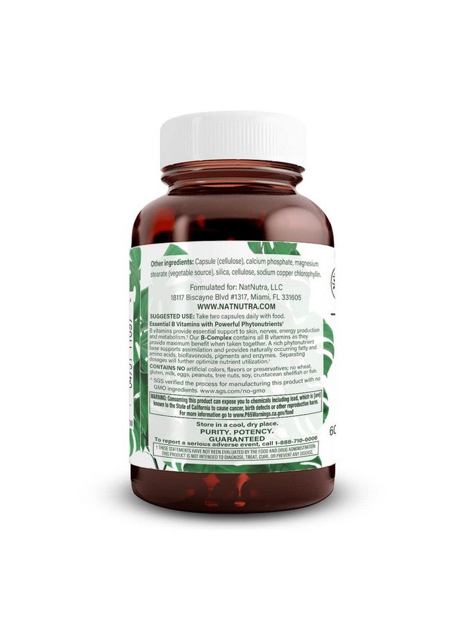 Natural Nutra Vitamin B Complex With Niacin Pantothenic Acid Floate Thiamin Biotin Supports Nervous System Health Healthy Skin Eye And Hair Whole Food Supplement 60 Vegetarian Capsules - Image 4