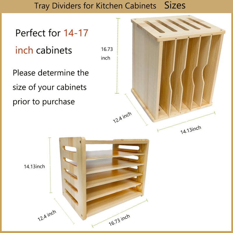KMHGD Tray Dividers for Kitchen Cabinet, 6 Tier Cabinet Vertical Tray Dividers, 16.7" W x14.13" H x12.4" D, for Cookie Sheets, Baking trays, Cutting Board, Pans, for Organizing Cabinets, 5 Years Warranty - Image 2