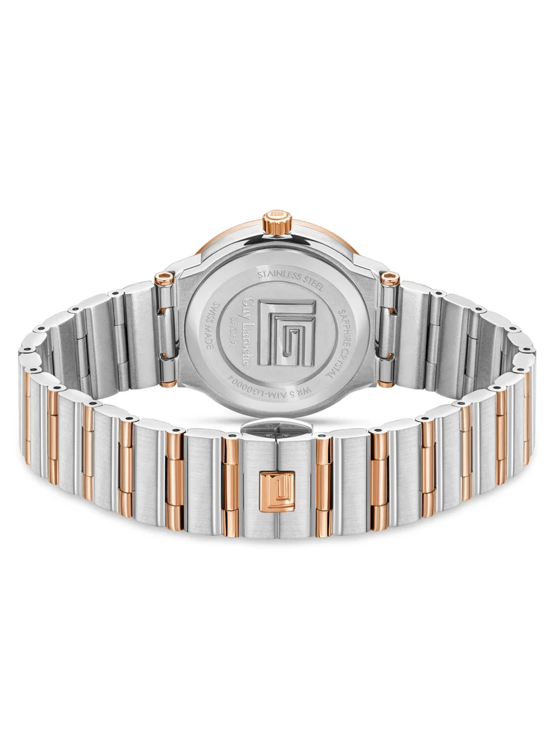 Guy Laroche Sacha Watch for Women with Silver and Rosegold Stainless Steel Bracelet 32 mm 5 Atm