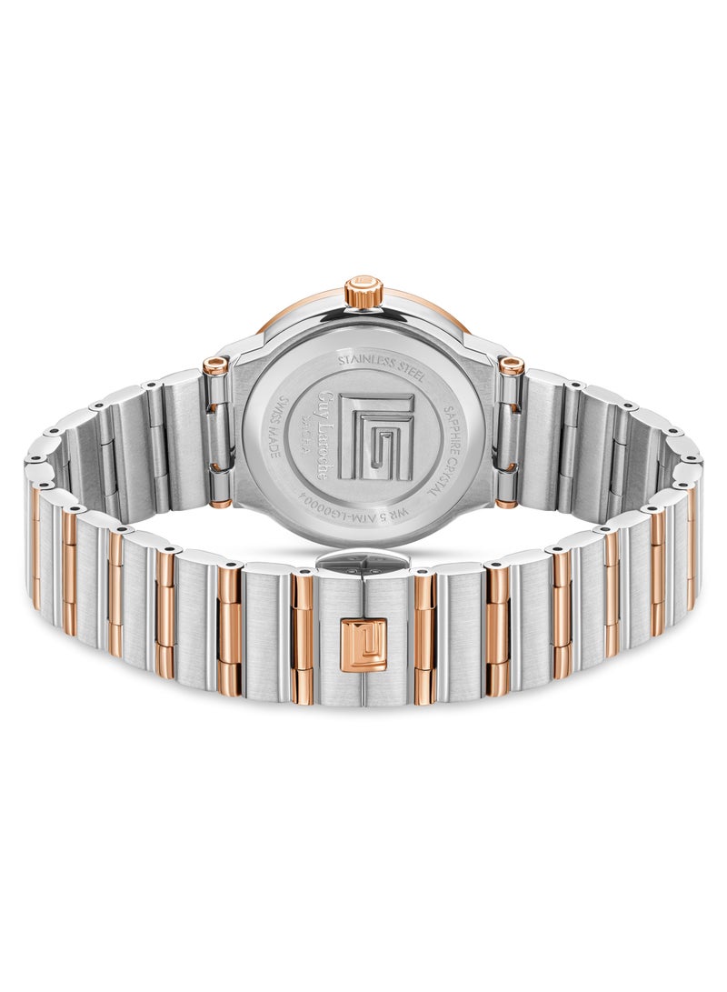 Guy Laroche Sacha Watch for Women with Silver and Rosegold Stainless Steel Bracelet 32 mm 5 Atm  - Image 3