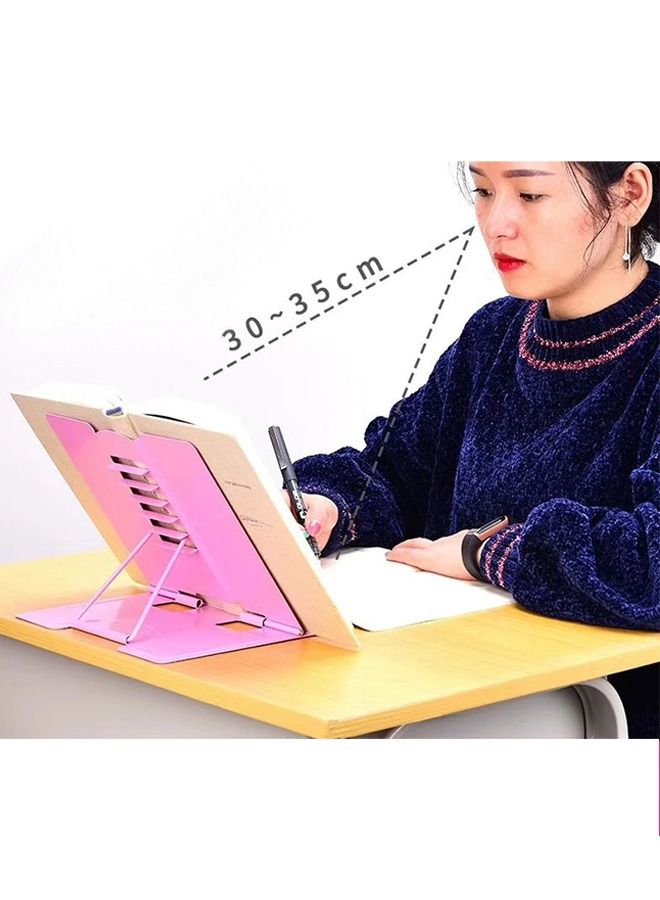 Adjustable Metal Reading Shelf Portable Folding Desk Reading Shelf Eye Protection Reading Shelf Pink - Image 4
