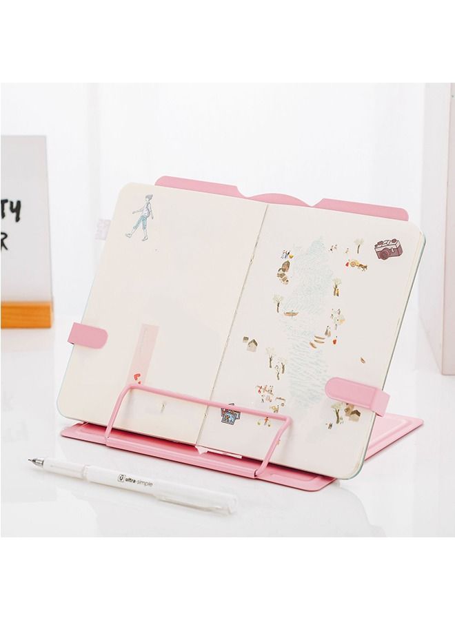 Adjustable Metal Reading Shelf Portable Folding Desk Reading Shelf Eye Protection Reading Shelf Pink - Image 3