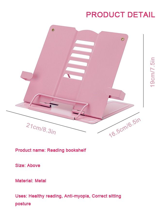 Adjustable Metal Reading Shelf Portable Folding Desk Reading Shelf Eye Protection Reading Shelf Pink - Image 5