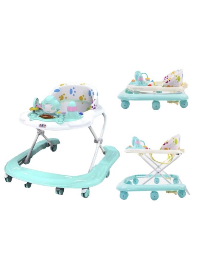 GGEROU Baby Walker Foldable Adjustable Safety Learning Walker With Music,Green - Image 1