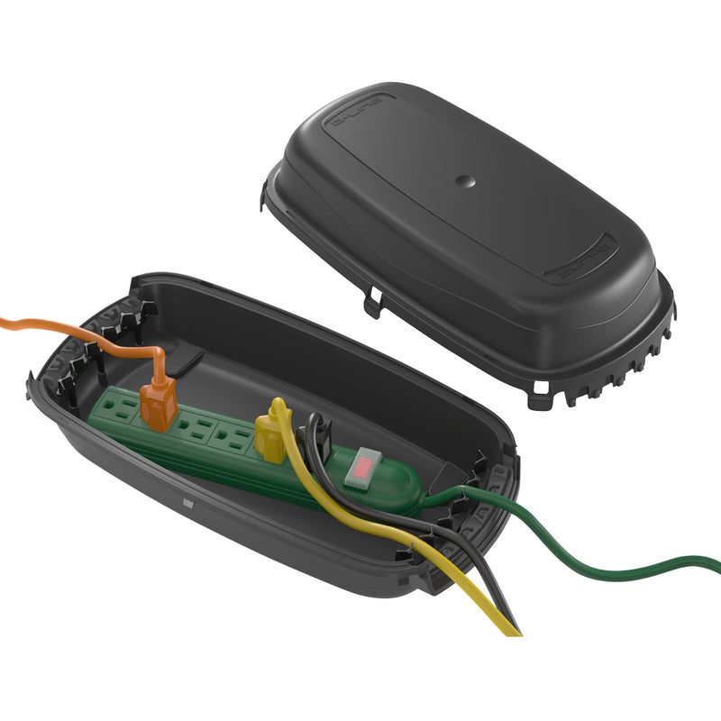 D-Line DLine Outdoor Weatherproof Electrical Cable Box IP54 Rated for Safe Outdoor Use Power Strip Enclosure Plug Protector Garden Extension Cord Cover 114in L x 492in W x 433in H Black - Image 2