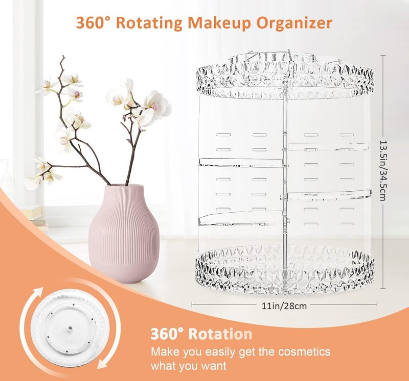 makeup organiser, 360 degree rotating cosmetic organiser with adjustable 7 layers, large capacity make up storage for dresser bedroom bathroom, clear acrylic - Image 2