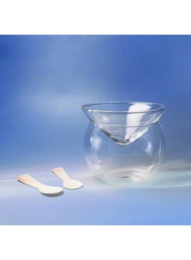 طقم تقديم الكافيار، طبق كافيار زجاجي مع ملاعق صدفية، مبرد لتقديم الطعام مع حامل ثلج للروبيان والآيس كريم والمارتيني والكوكتيلات، طبق تقديم آمن للاستخدام في غسالة الأطباق - Image 2