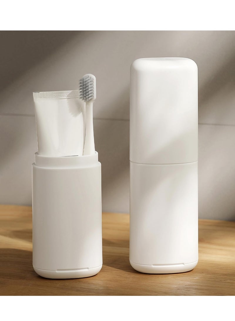 Excefore Travel Toothbrush Case, Portable Travel Toothbrushes Case Toothpaste Storage Box Cup, Hard Plastic Tooth Brush Container, with Mouthwash Cup, for Traveling, School, Business Uses - Image 2