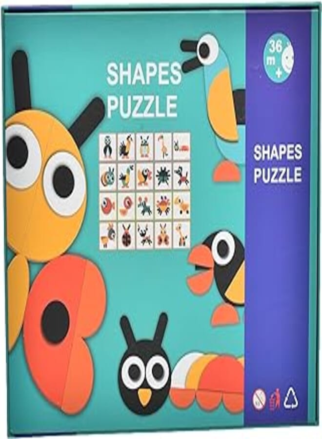 accessories shop Wood Shapes Puzzle Colorful Toy With Cards And Fabric Bag Storage Add More Funny For Children - Multicolor 