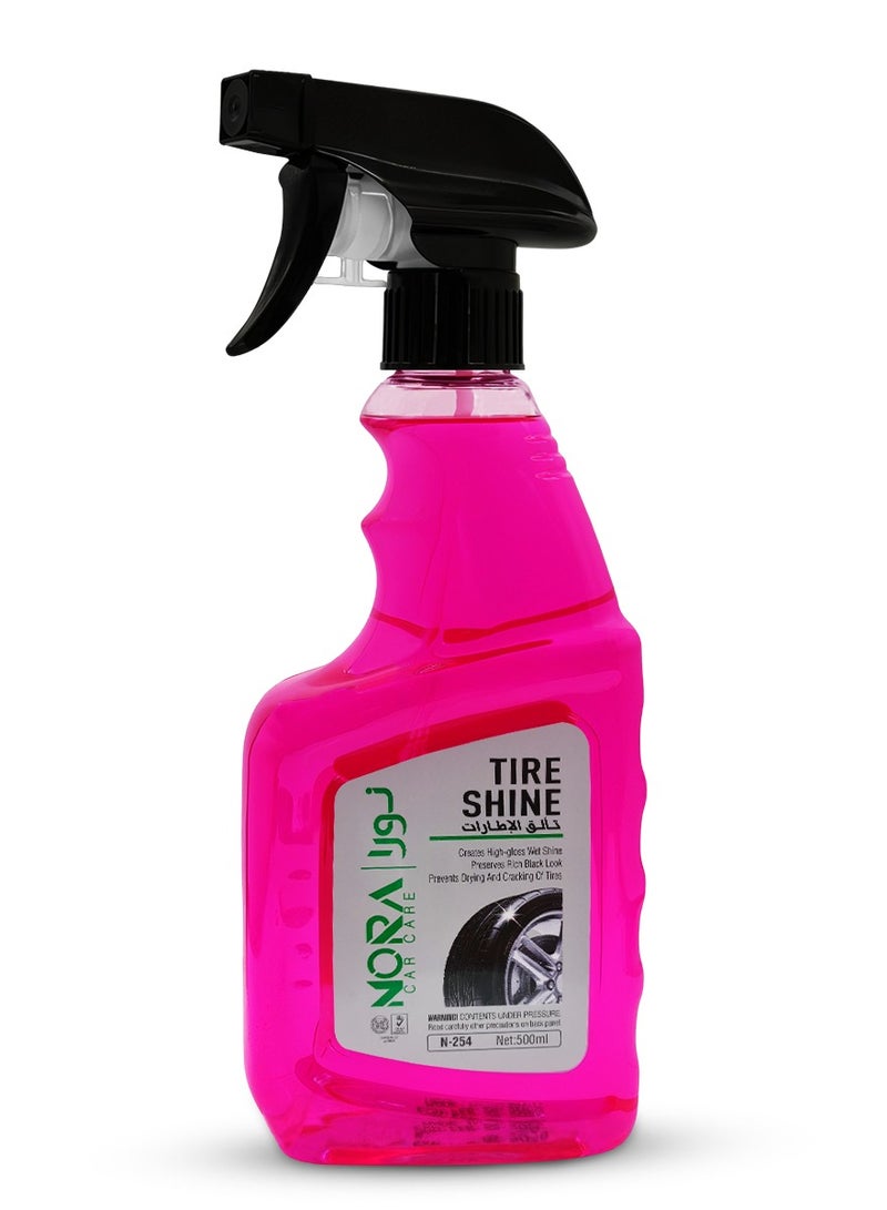 نورا بخاخ تلميع الإطارات الاحترافي من نورا، لمسة نهائية طويلة الأمد بمظهر مبلل، لمعان وحماية فائقين لإطارات السيارات والدراجات والشاحنات، 500 مل، محلول تفصيلي عالي اللمعان رقم 254 - Image 3