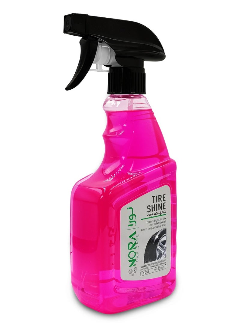 نورا بخاخ تلميع الإطارات الاحترافي من نورا، لمسة نهائية طويلة الأمد بمظهر مبلل، لمعان وحماية فائقين لإطارات السيارات والدراجات والشاحنات، 500 مل، محلول تفصيلي عالي اللمعان رقم 254 - Image 2