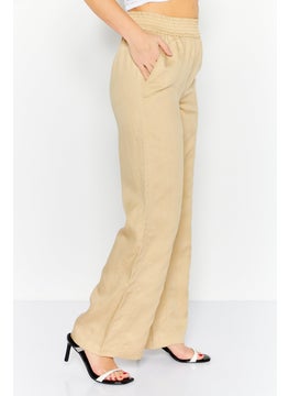ESPRIT Women Regular Fit Solid Straight Pants, Khaki  - Image 2