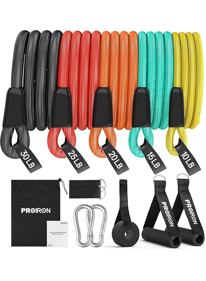 Resistance Bands Set 14 Pieces Anti-Snap Resistance Band Exercise with Handles, Door Anchor, Ankle Straps, Training Manual and Carrying Bag