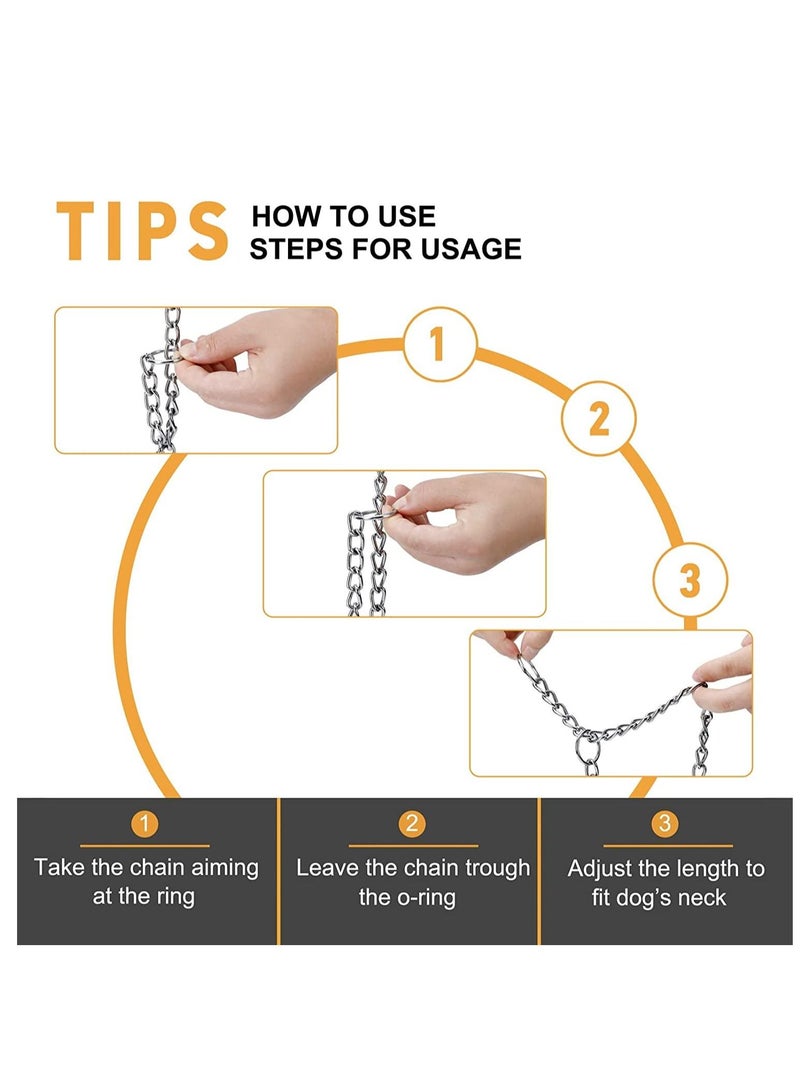 Excefore Dog Collar Chain, Chain Dog Training Choke Collar, Adjustable Stainless Steel Chain Slip Collar, Durable, Weather Proof, Tarnish Resistant Metal Chain 4 Pack - Image 4