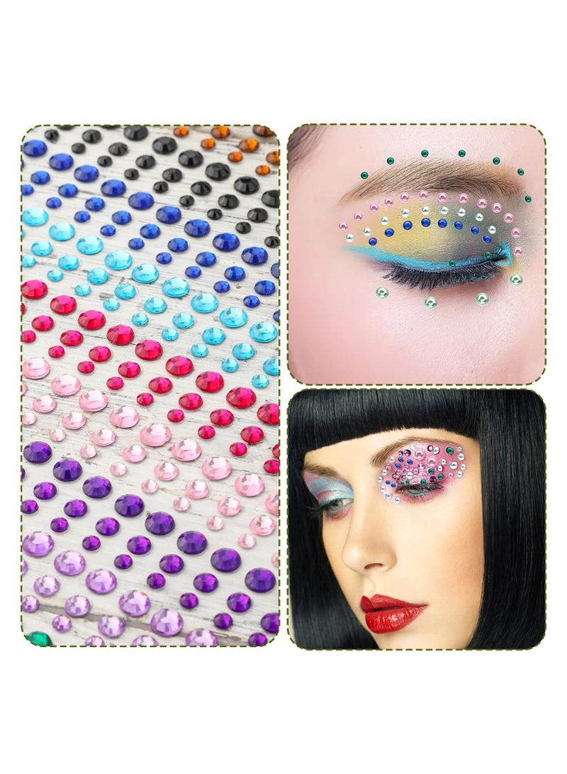 SYOSI 1250pcs Rhinestone Stickers Face Stickers Face Stickers Self-Adhesive Face Diamonds Rhinestones for Makeup Nail Gems for Face Eye Belly Arm Body Nail Decoration Party - Image 5